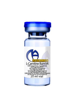 L-Carnitine Burn V4 500 mg/ml (L-Carnitine) 50 mg/ml (ATP) 25 mg/ml (Choline) 10 mg/ml (AMP-5) 10 mg/ml (Magnesium) 5 mg (Methylene Blue) 1,000 mcg/ml (Vit. B12, as methylcobalamin) 50 mcg/ml (Formoterol) 20ml